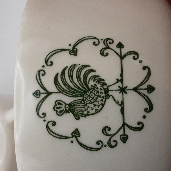Vintage Scio Pottery Provincial Green Rooster Weather Vane Creamer & Sugar Bowl - Picture 11 of 12
